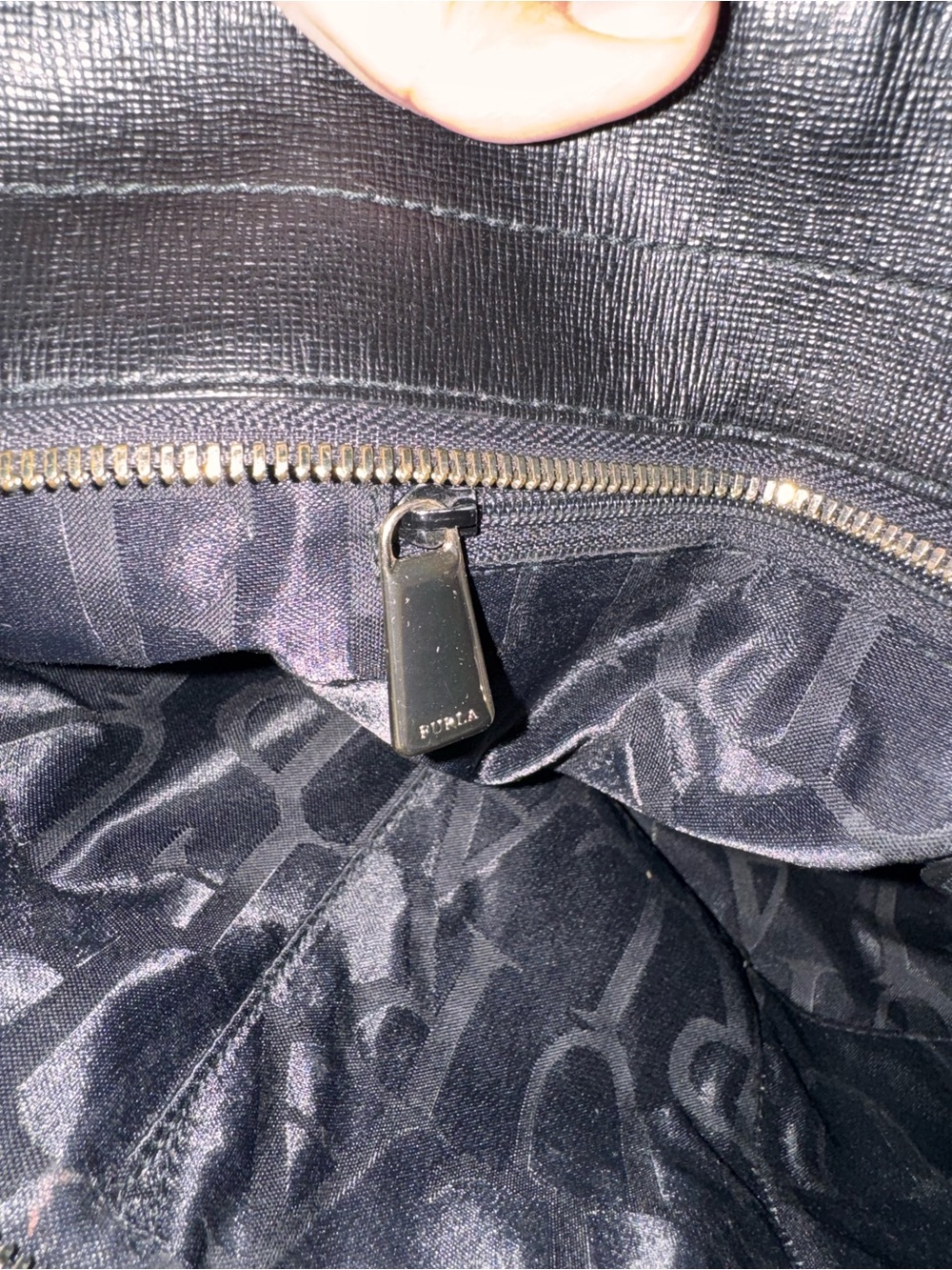Furla Black Leather Tote with Gold Accent Charm - Picture 6 of 12